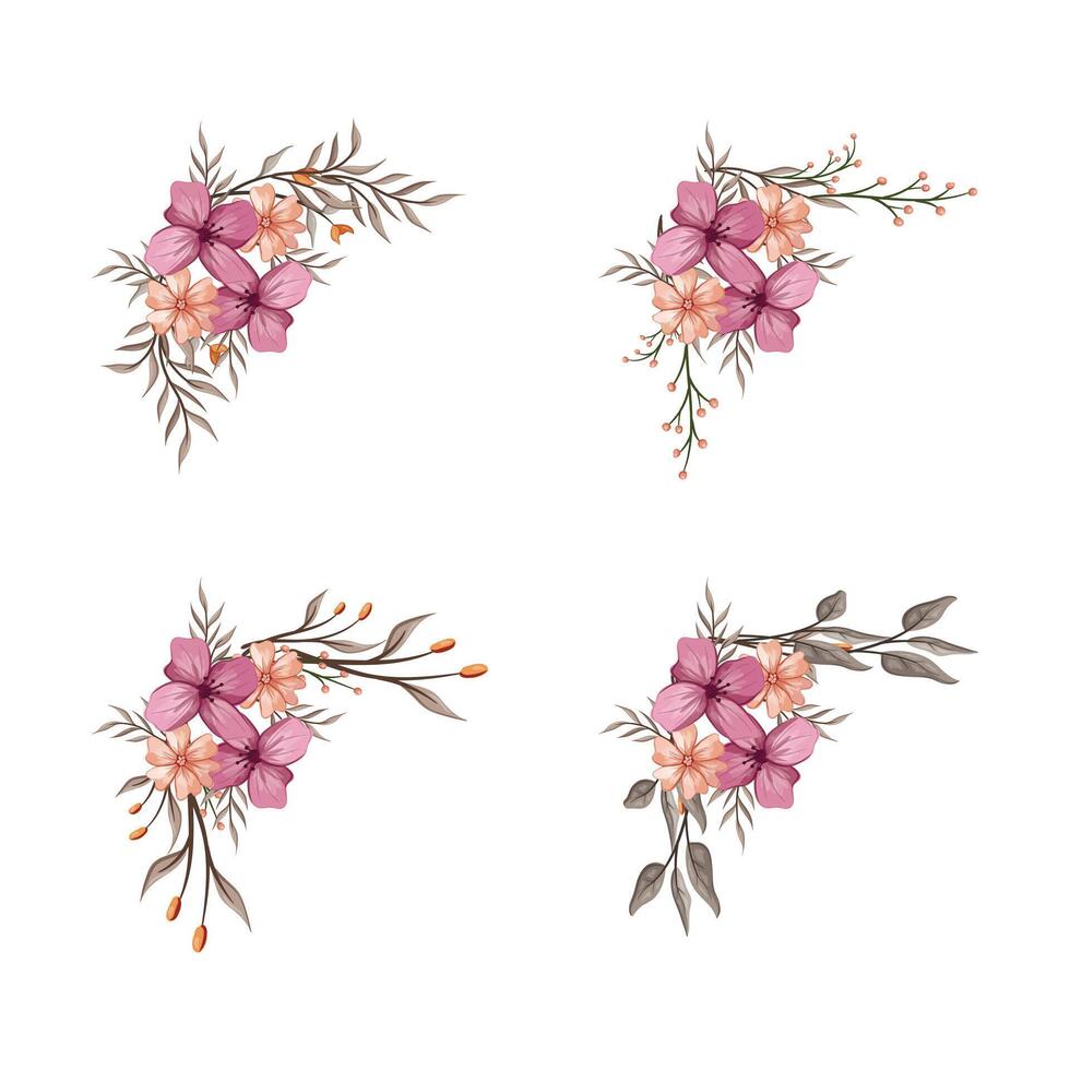 Blooms Greenery Floral Foliage Ornament Corner Text Separator vector