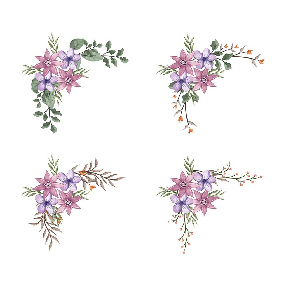 Blooms Greenery Floral Foliage Ornament Corner Text Separator vector