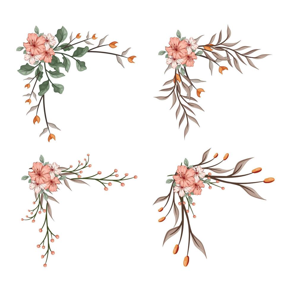 Blooms Greenery Floral Foliage Ornament Corner Text Separator vector