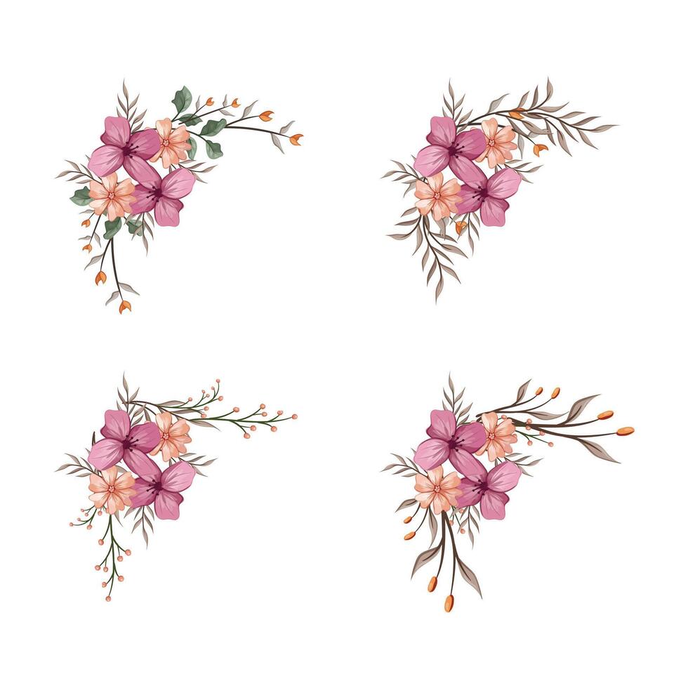 Blooms Greenery Floral Foliage Ornament Corner Text Separator vector