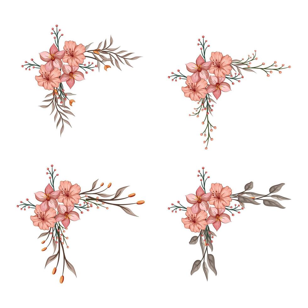 Blooms Greenery Floral Foliage Ornament Corner Text Separator vector