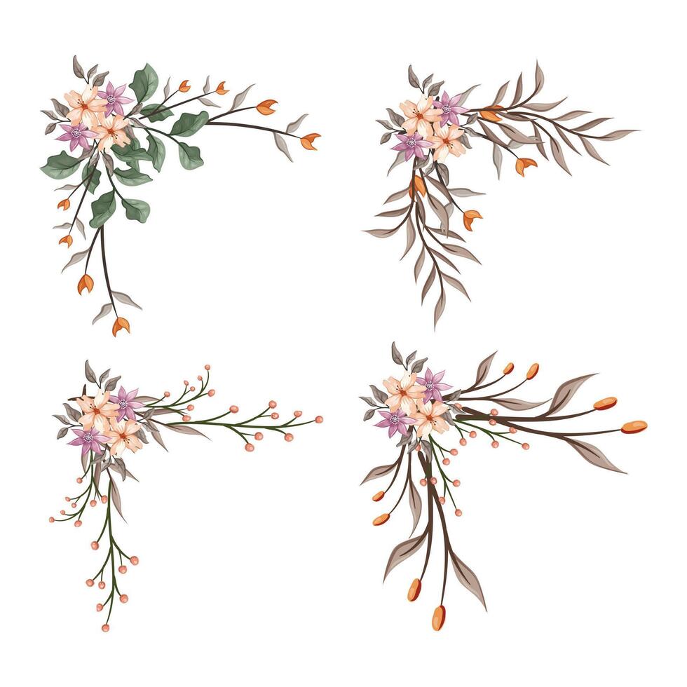 Blooms Greenery Floral Foliage Ornament Corner Text Separator vector