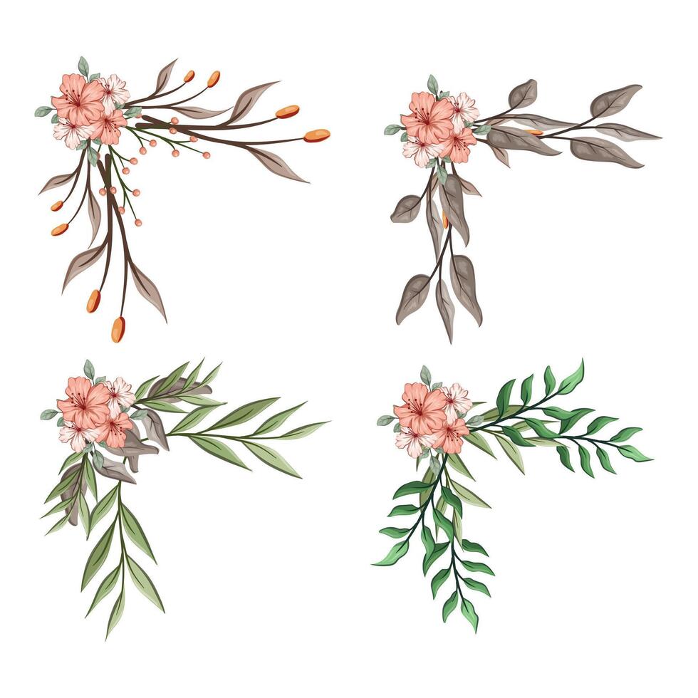 Blooms Greenery Floral Foliage Ornament Corner Text Separator vector
