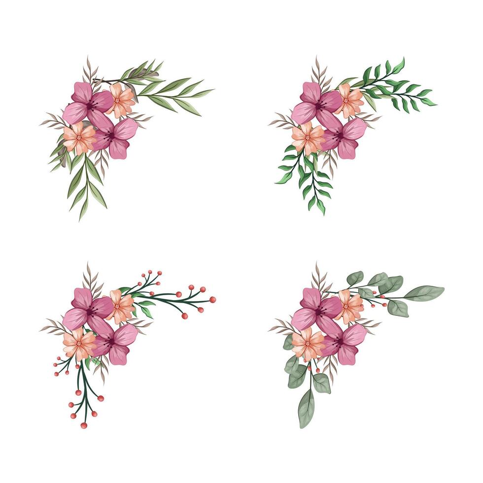Blooms Greenery Floral Foliage Ornament Corner Text Separator vector