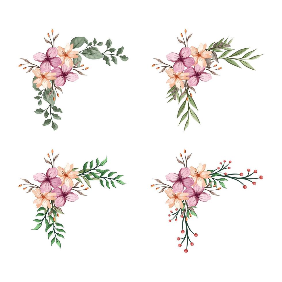 Blooms Greenery Floral Foliage Ornament Corner Text Separator vector