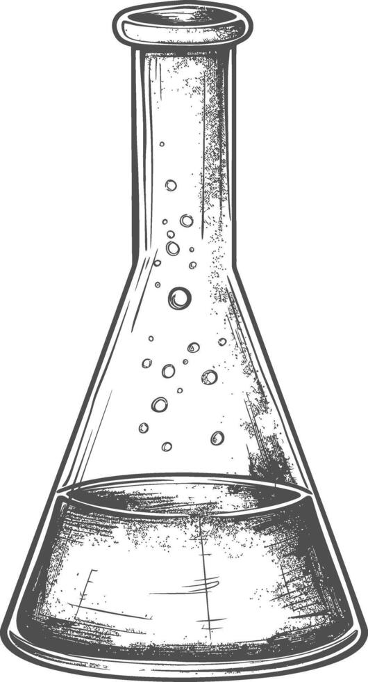 erlenmeyer tube with engraving style black color only vector