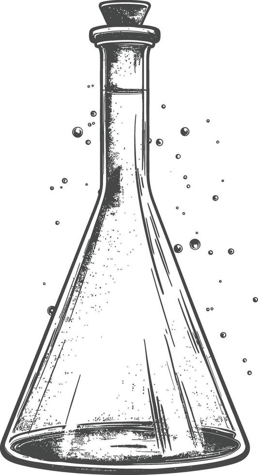 erlenmeyer tube with engraving style black color only vector