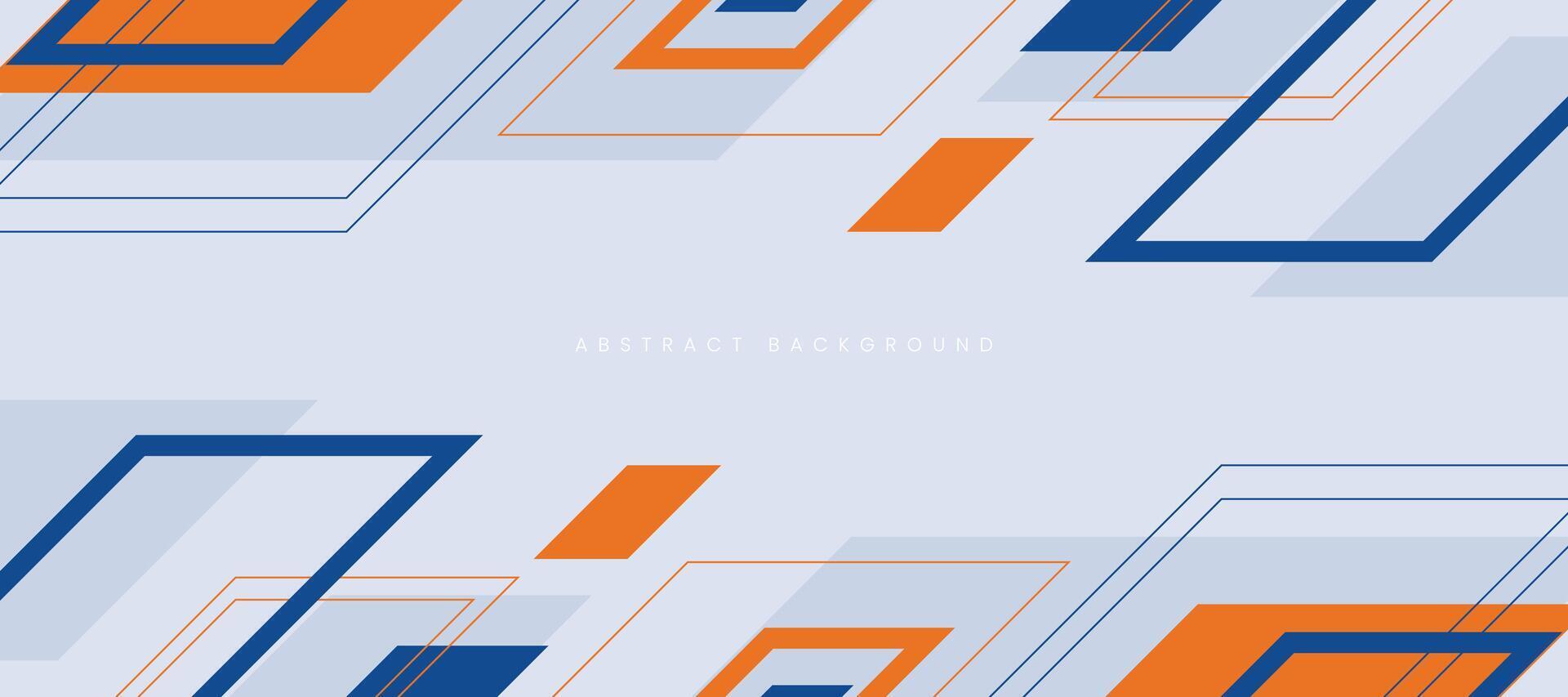 Abstract minimalist background with blue orange geometric square shapes vector