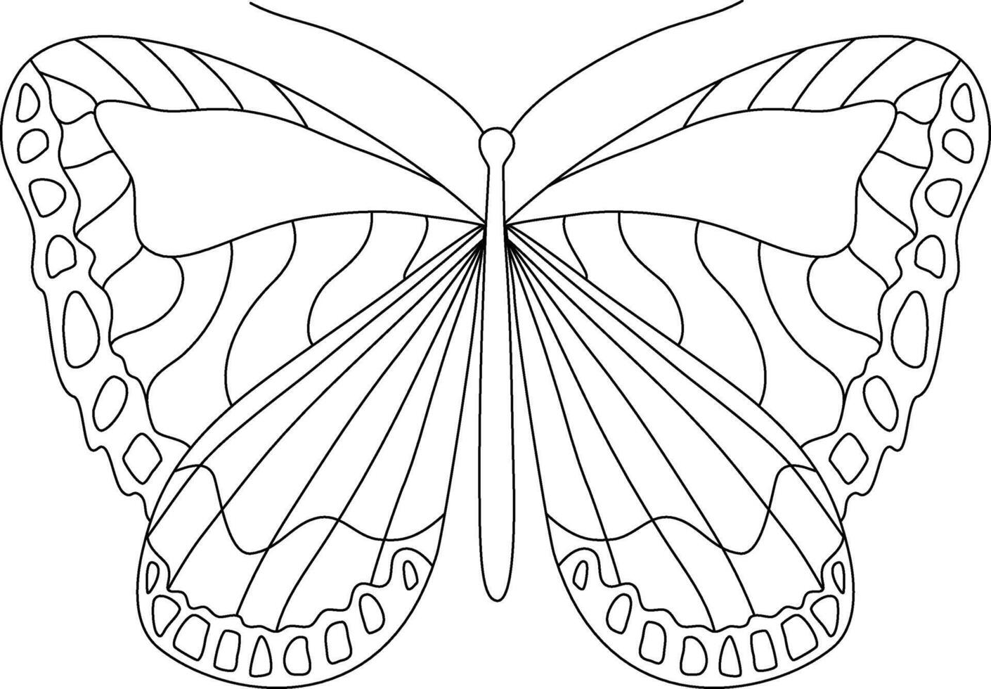 Butterfly line hand drawn illustration. Wildnature animal doodle. Ornate insects linear drawing for tattoo, coloring pages, print, logo. Editable stroke. vector