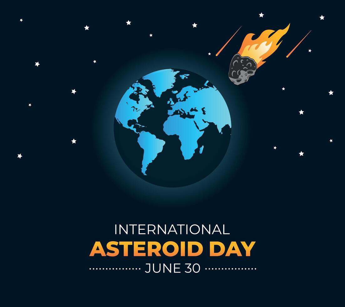 International Asteroid Day. 30 June. Holiday concept. Template for background with banner, poster and card. Flat Design. flat illustration. vector