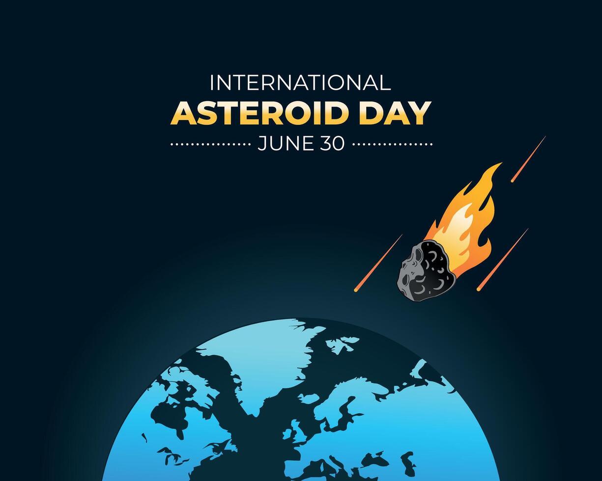 International Asteroid Day. 30 June. Holiday concept. Template for background with banner, poster and card. Flat Design. flat illustration. vector