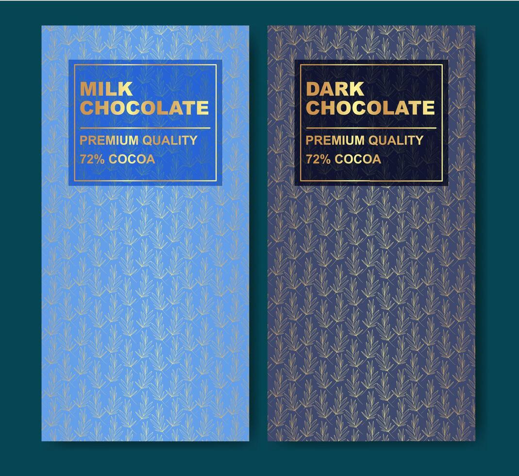 Golden chocolate package with floral design. Trendy luxury product brand template for packaging. vector