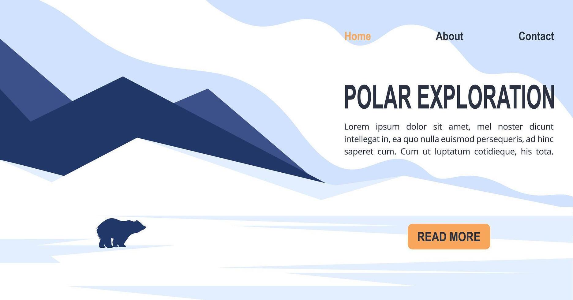 Antarctica landscape and view on mountains with ice banner. Global warming horizontal banner. Polar exploration vector
