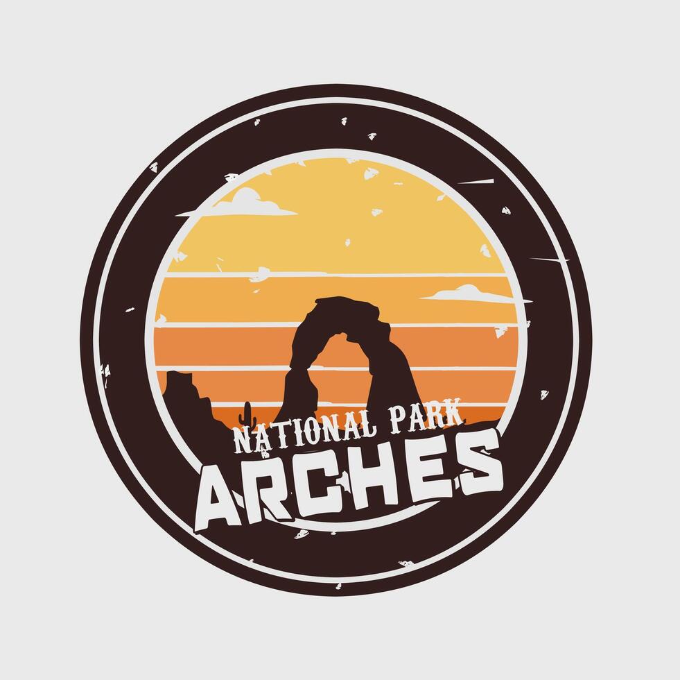 Arches National Park with grunge style perfect for sticker, etc vector