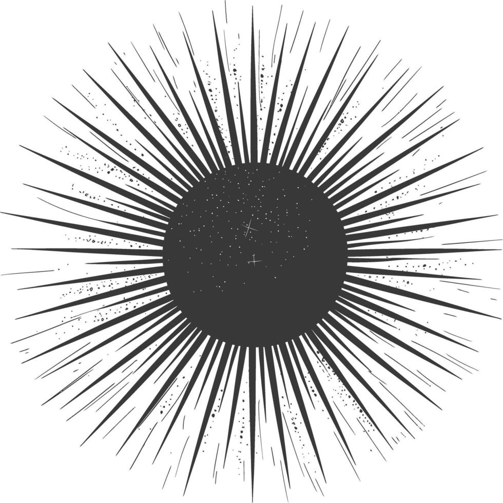 silhouette vintage sunburst black color only vector