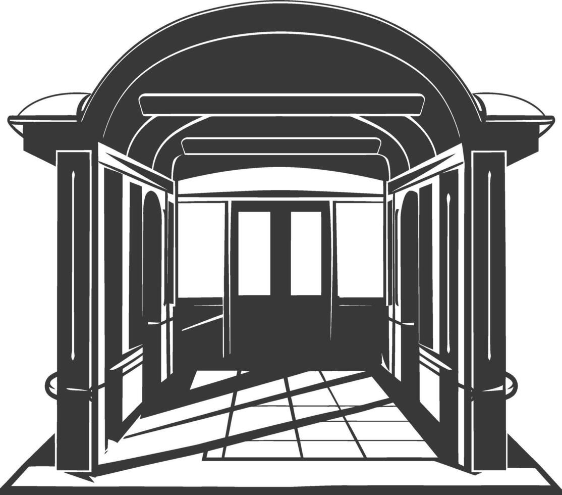 Silhouette subway entrance black color only vector