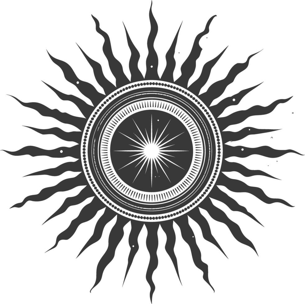 Silhouette Vintage sunburst black color only vector