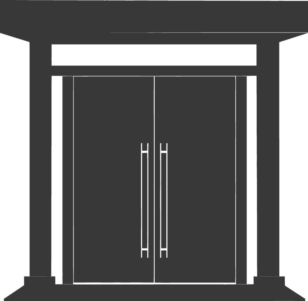 Silhouette sliding door as the hotel entrance black color only vector