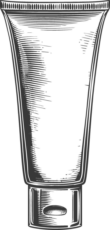 cosmetic tube with engraving style black color only vector