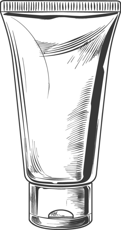 cosmetic tube with engraving style black color only vector