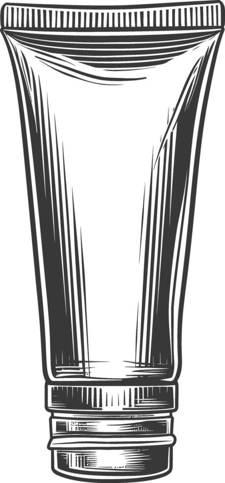 cosmetic tube with engraving style black color only vector
