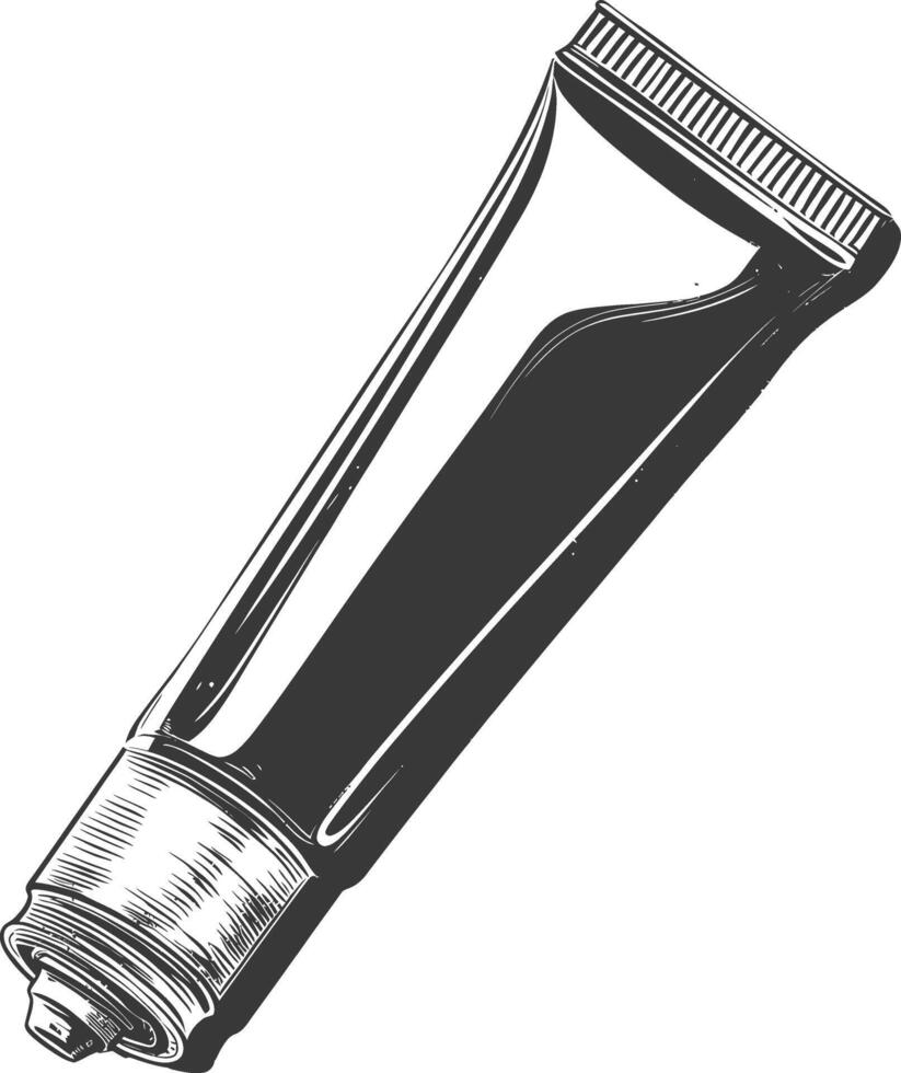cosmetic tube with engraving style black color only vector