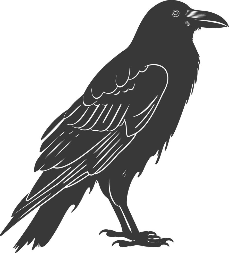 silhouette raven animal full body black color only vector