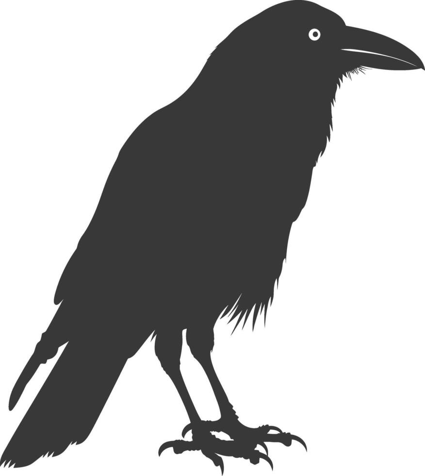 silhouette raven animal full body black color only vector