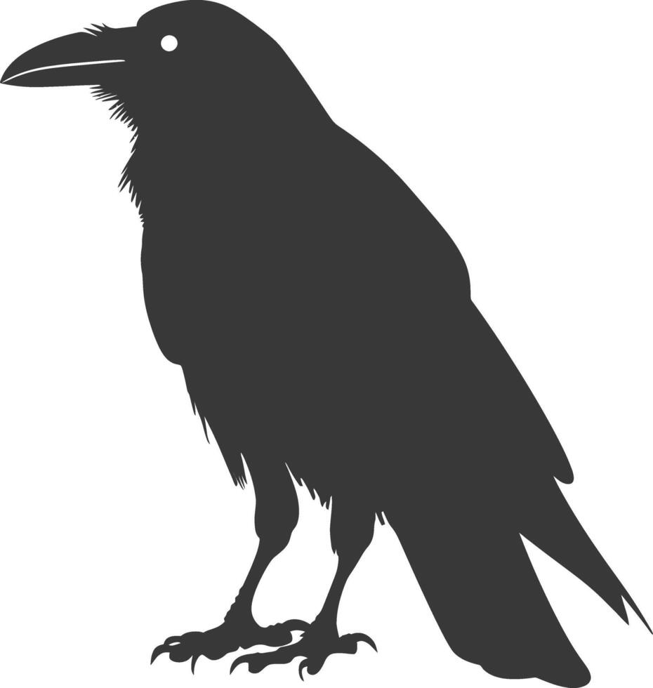 silhouette raven animal full body black color only vector
