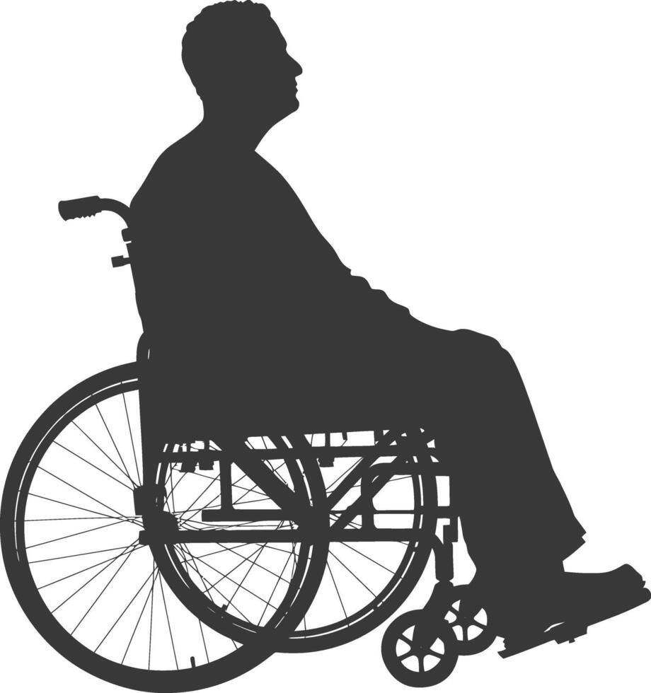 silhouette man in a wheelchair full body black color only vector