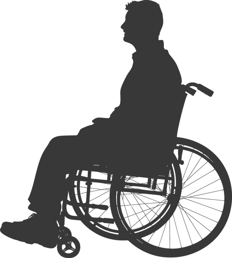 silhouette man in a wheelchair full body black color only vector
