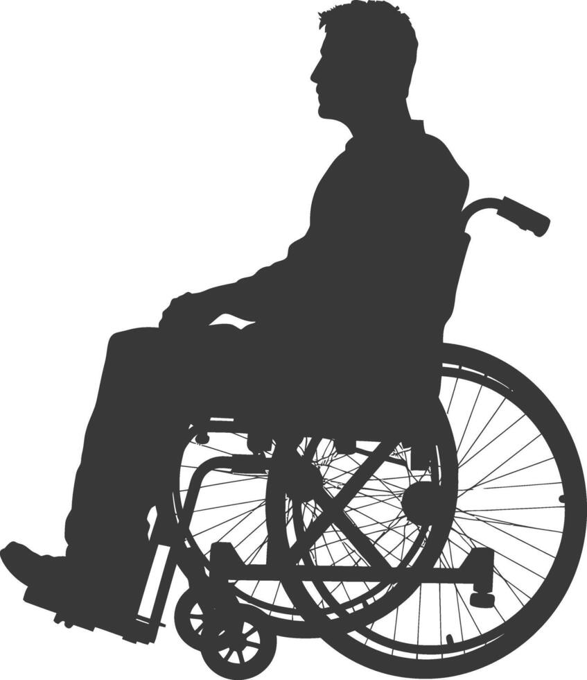 silhouette man in a wheelchair full body black color only vector
