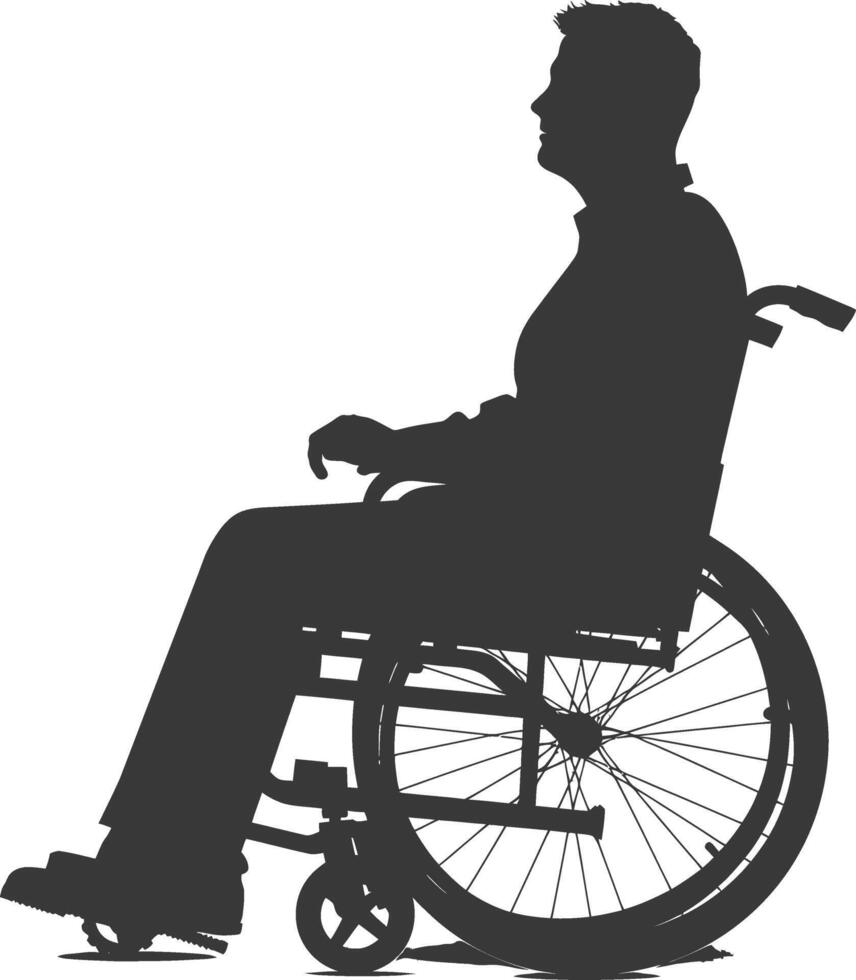 silhouette man in a wheelchair full body black color only vector