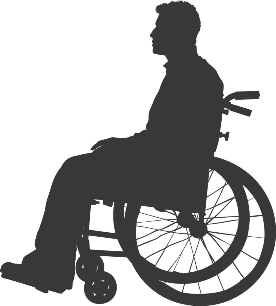 silhouette man in a wheelchair full body black color only vector