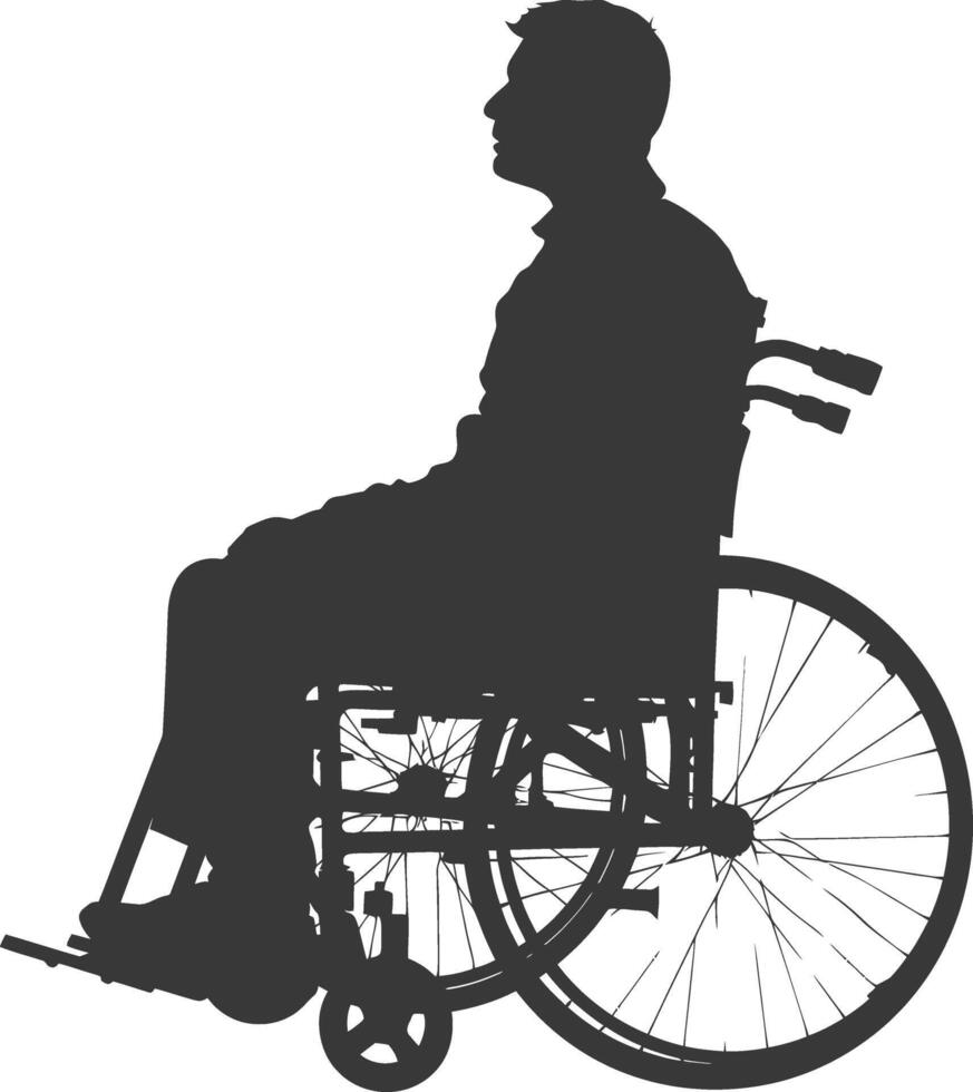 silhouette man in a wheelchair full body black color only vector