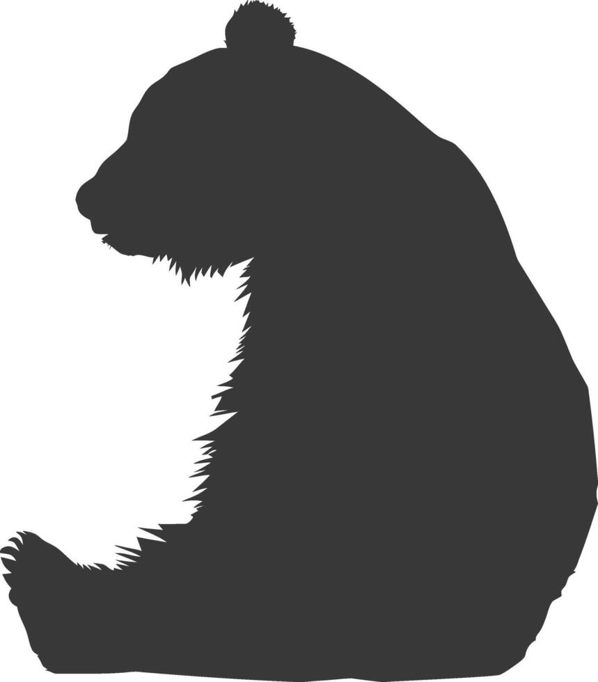 silhouette panda animal full body black color only vector