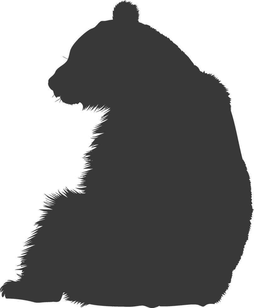 silhouette panda animal full body black color only vector