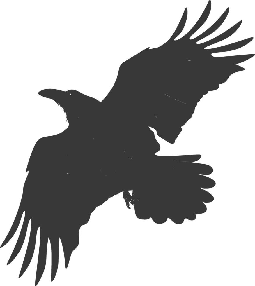 silhouette raven animal fly full body black color only vector