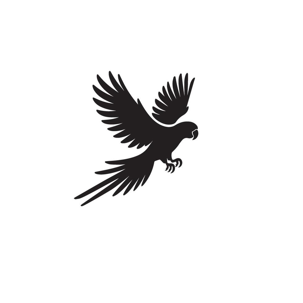 Parrot silhouette on white background. Birds silhouette. Parrot logo, illustration vector