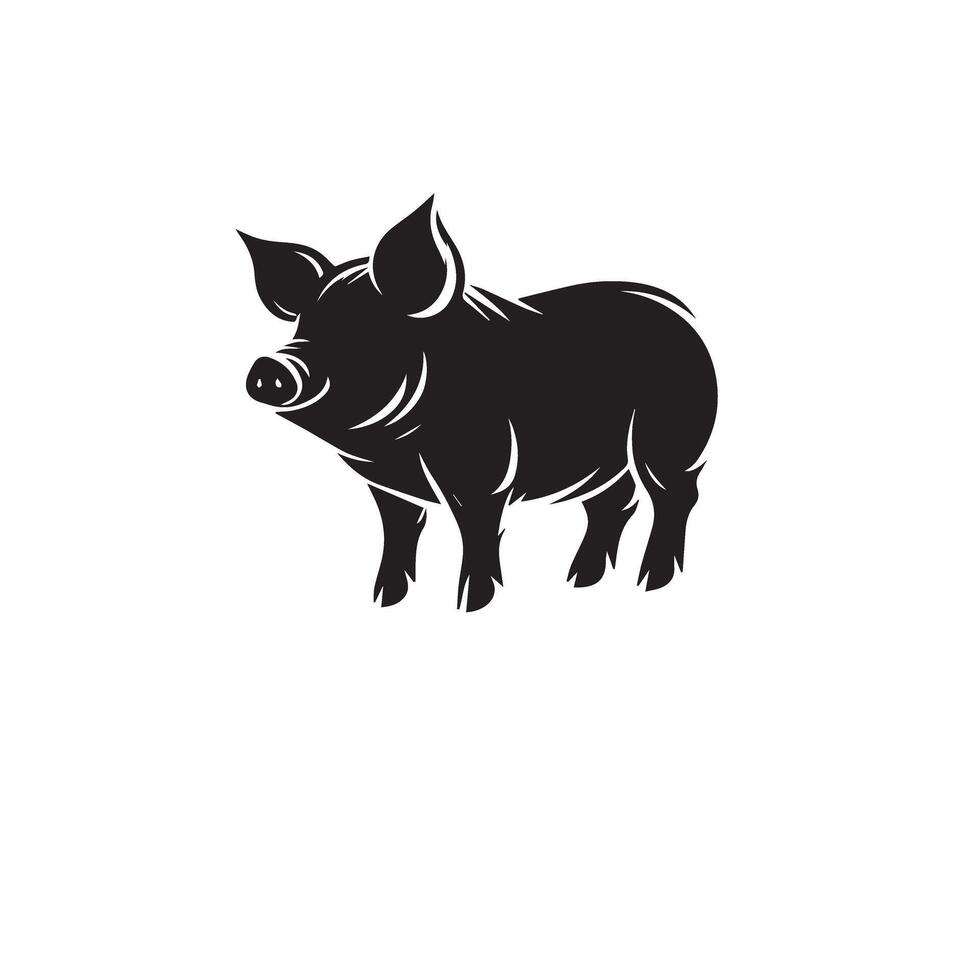 Pig silhouette design on white background. Pig logo, pig illustration vector