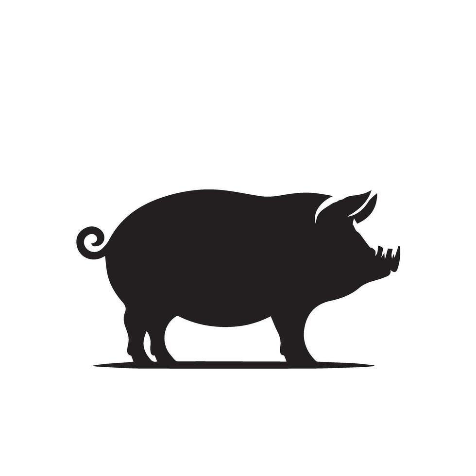 Pig silhouette design on white background. Pig logo, pig illustration vector