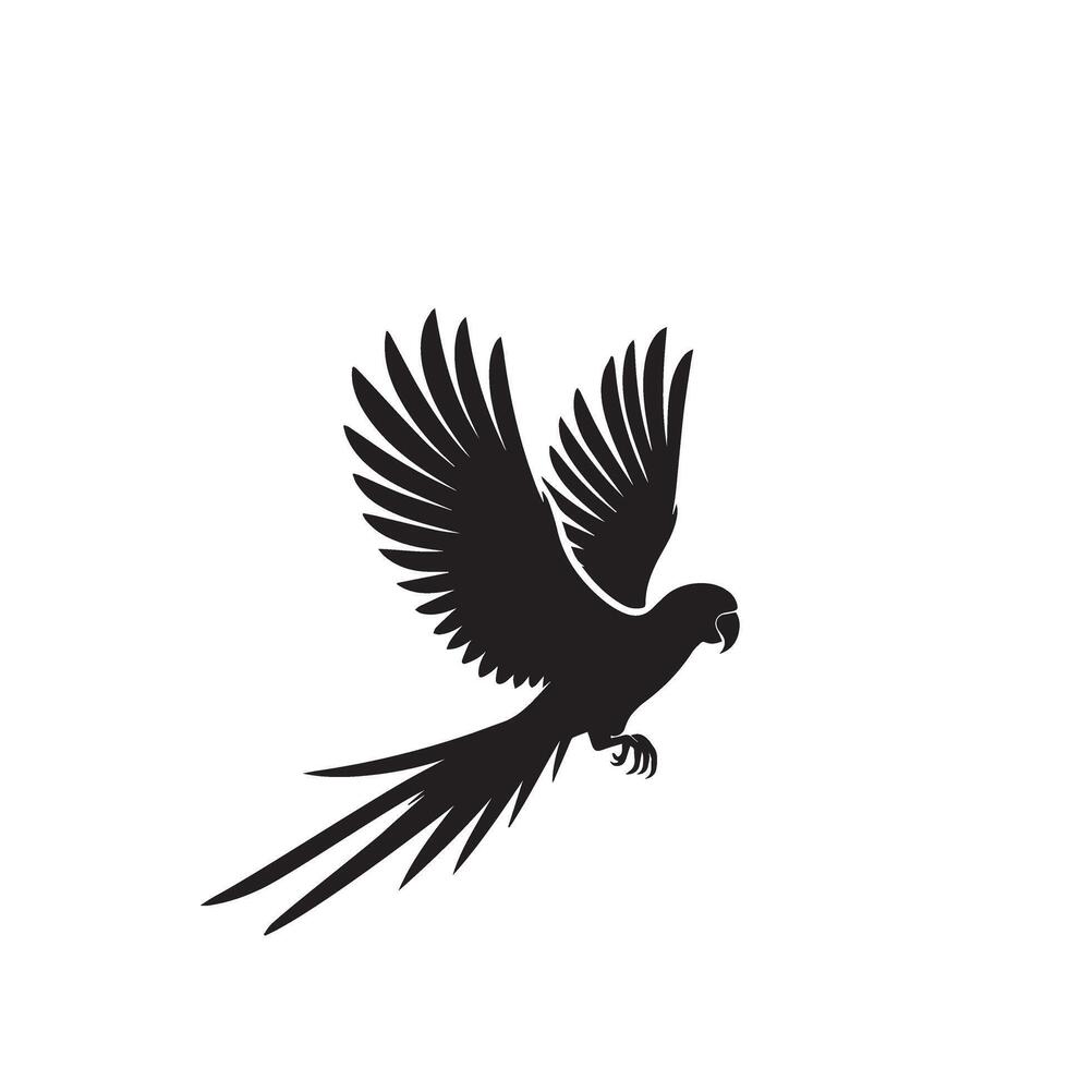 Parrot silhouette on white background. Birds silhouette. Parrot logo, illustration vector