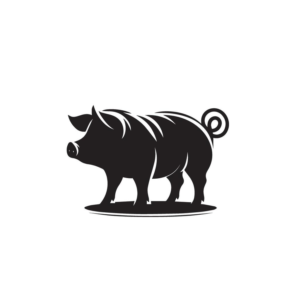 Pig silhouette design on white background. Pig logo, pig illustration vector