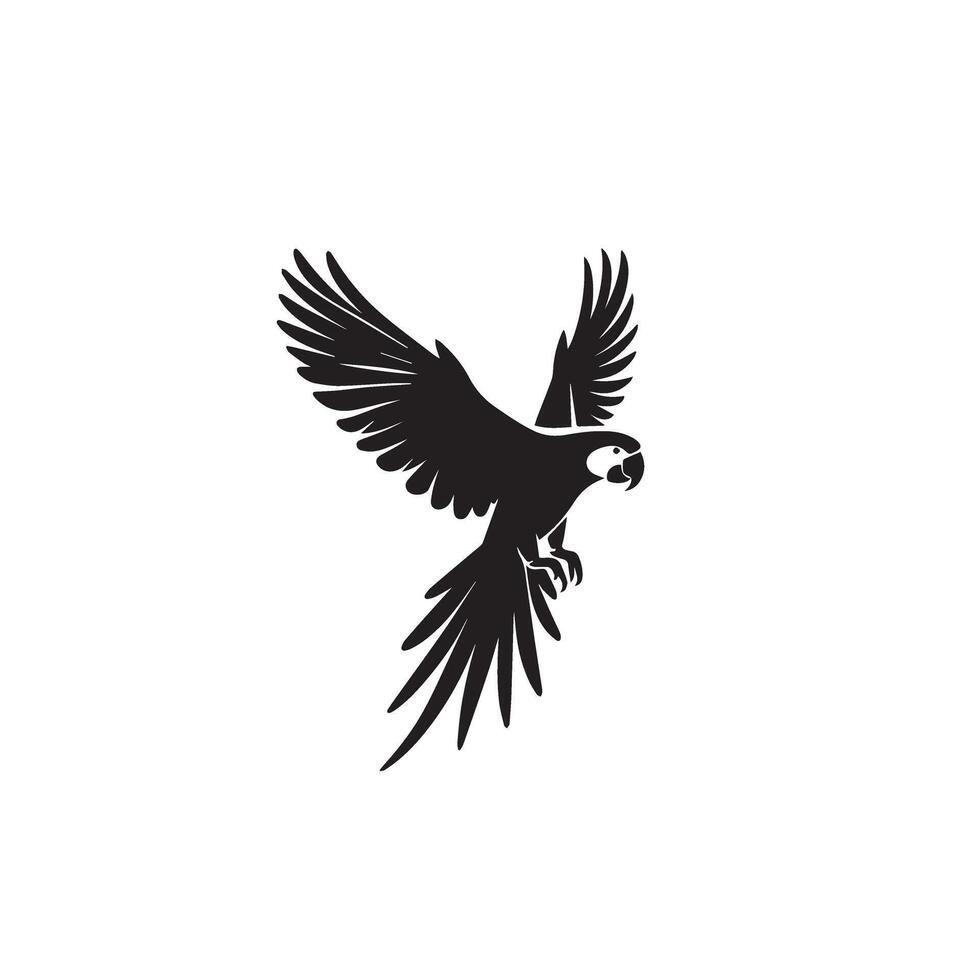 Parrot silhouette on white background. Birds silhouette. Parrot logo, illustration vector