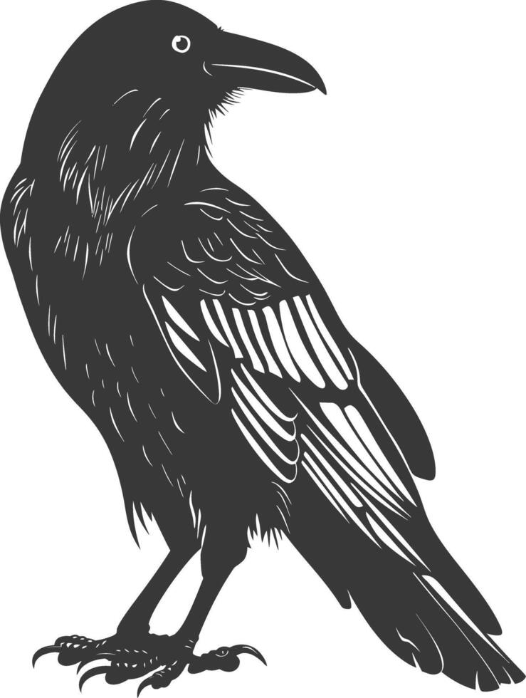 silhouette raven animal full body black color only vector
