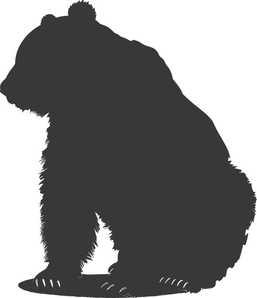 silhouette panda animal full body black color only vector