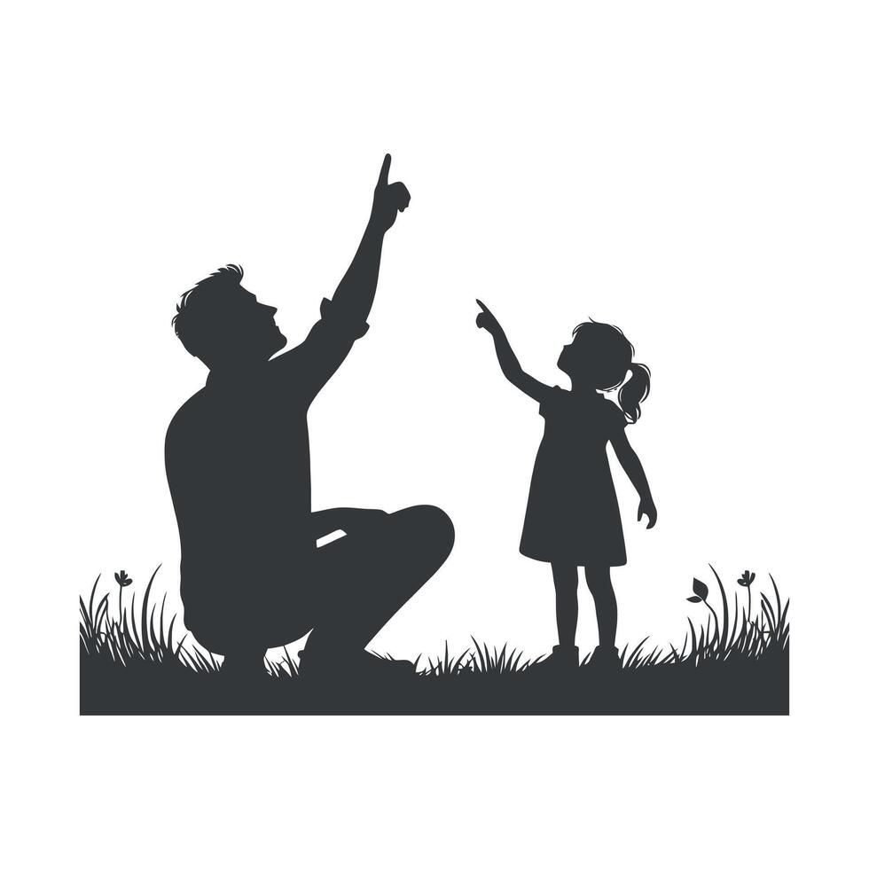 fathers day with fathers and children silhouettes design template illustration vector