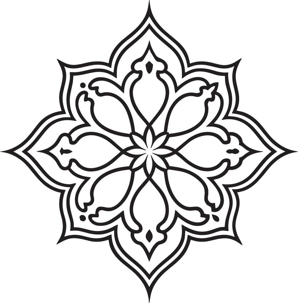 abstract geometric mandala design black and white illustration vector