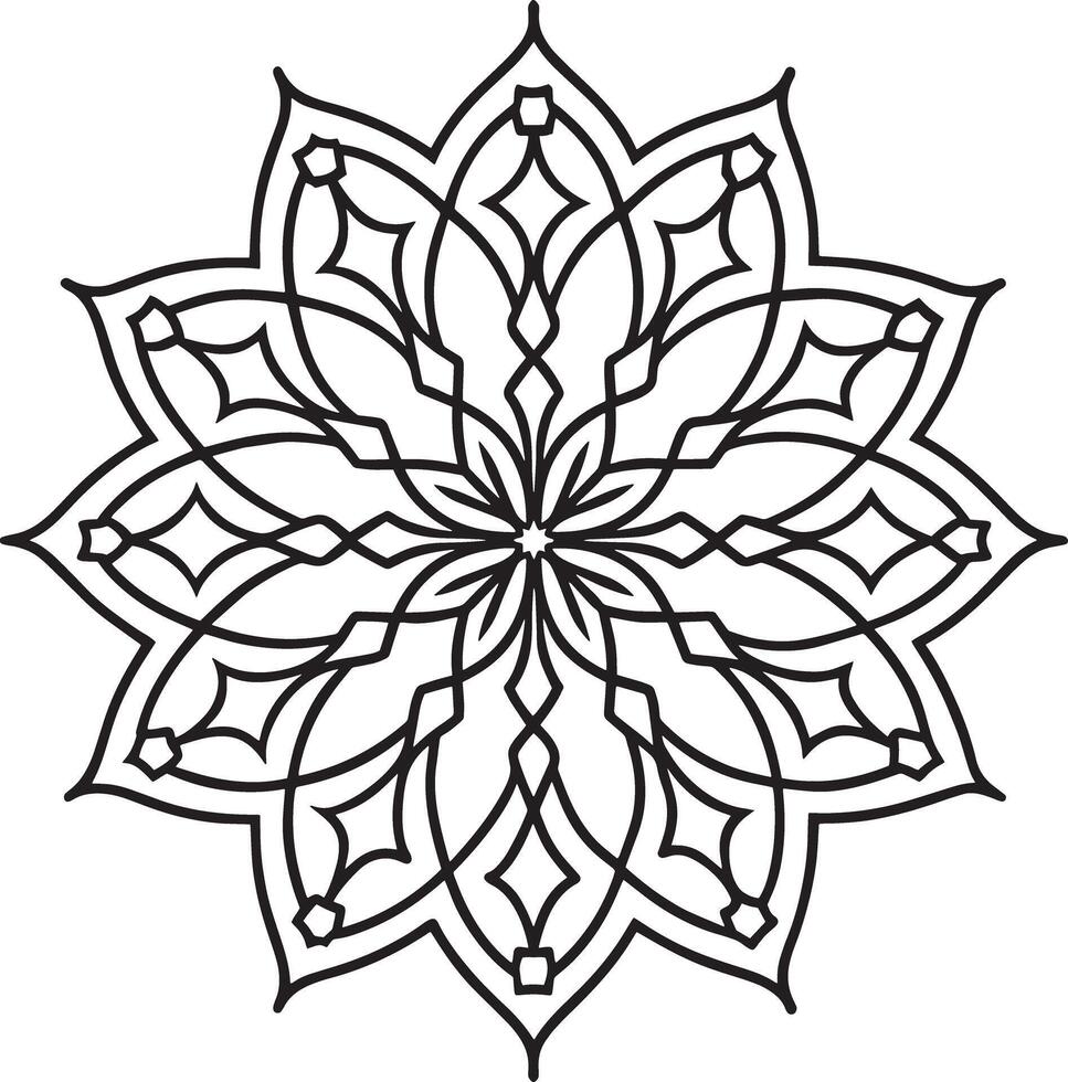 abstract geometric mandala design black and white illustration vector