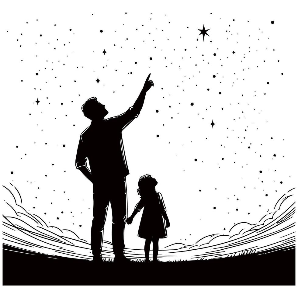 fathers day with fathers and children silhouettes design template illustration vector